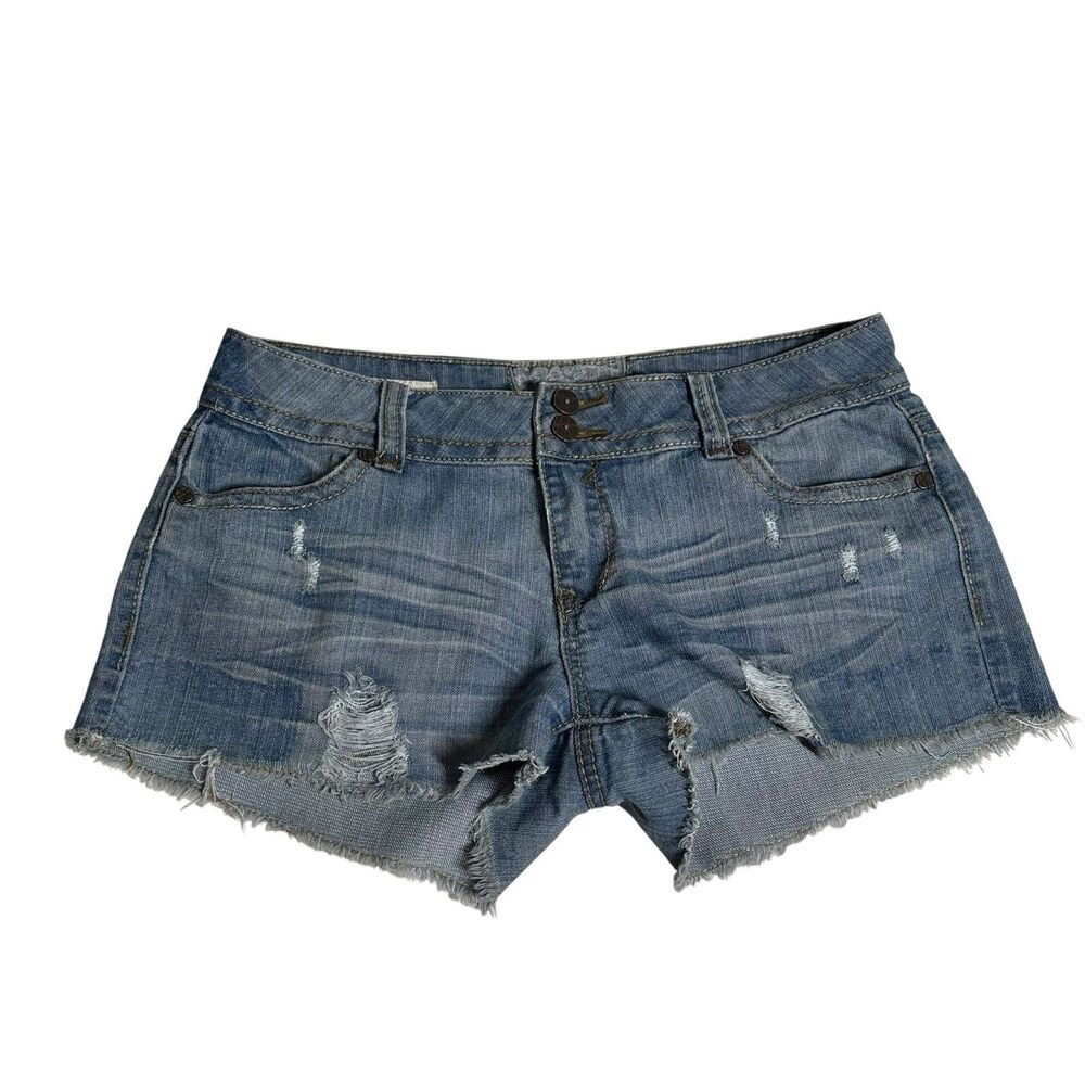 Hot Kiss Cici Y2K Distressed Mid Rise Frayed Hem Denim Shorts 11 Indie Trashy